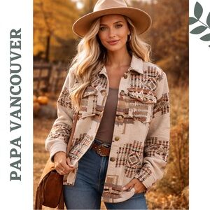 Papa Vancouver Aztec Shacket Jacket Large NWT